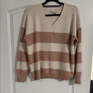 Knox Rose V-Neck Sweater - Cream and Brown